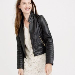 J. Crew Collection Standing Collar Leather  Motorcycle Jacket - Size 4